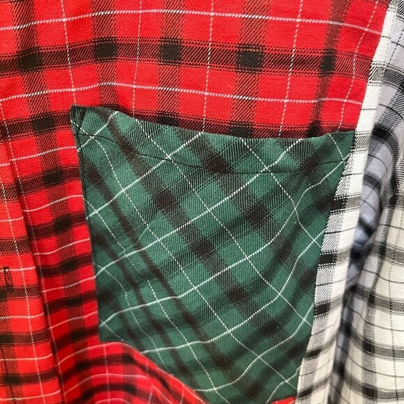 MENS Shirt 3XL XXXL Multicolored Plaid Long Sleeve Green Pocket NWOT - Picture 6 of 8